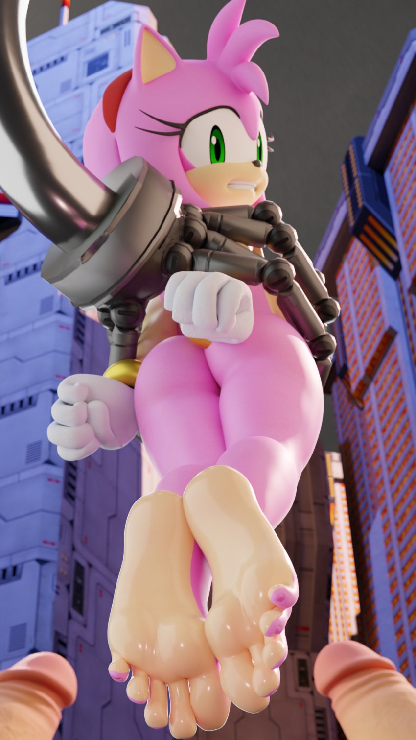 amy_rose anthro ass ass_focus feet feet_focus feet_together foot_fetish fuckgirl furry looking_at_viewer naked naked_female sonic_(series) trapped twintails3d twintailssfm