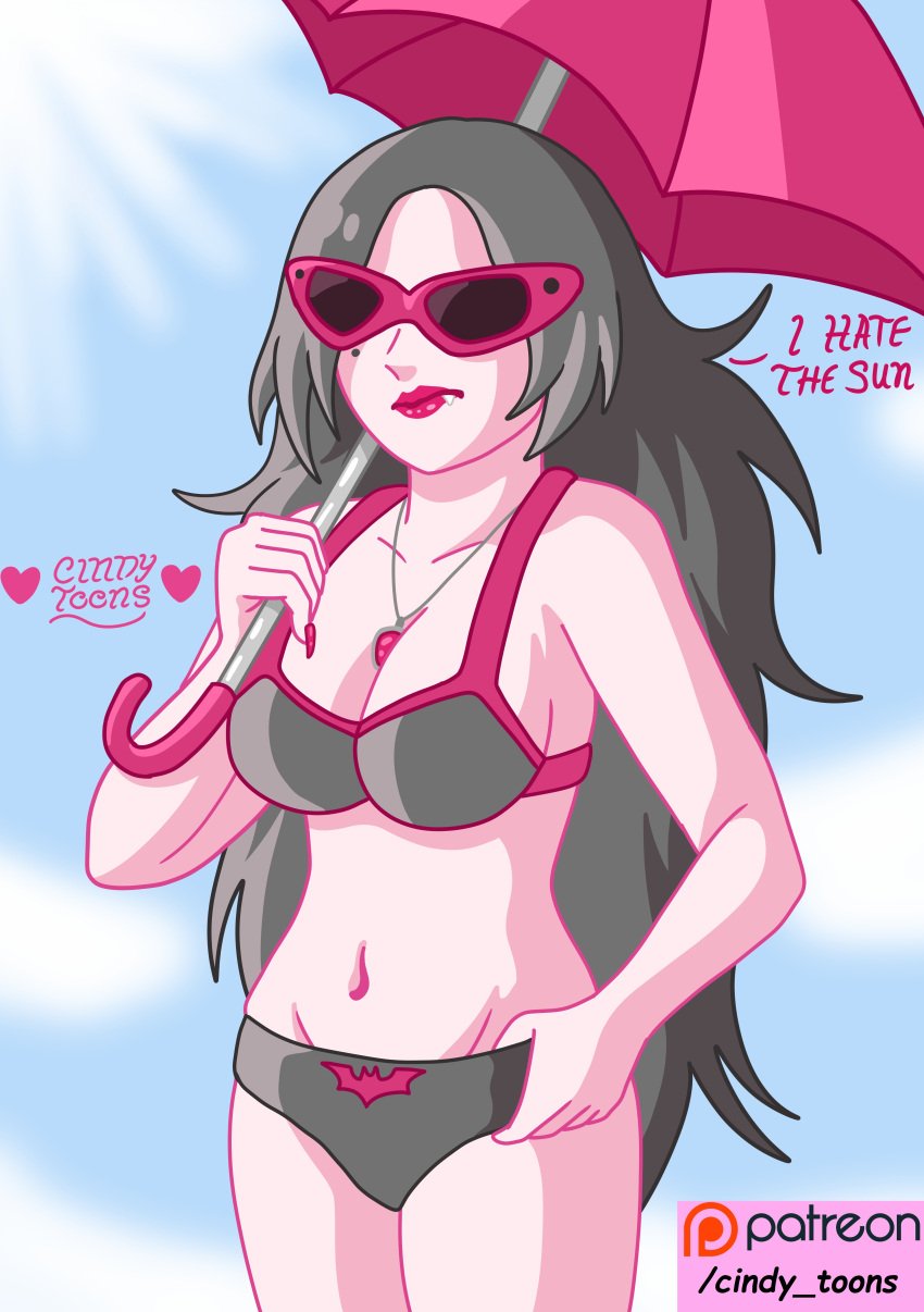 beach beach_background bikini black_hair breasts breasts cindy_toons goth goth_girl gothic long_hair mexican mexican_female mexican_girl red_eyes susan susan_(vampire) vampire vampire_girl