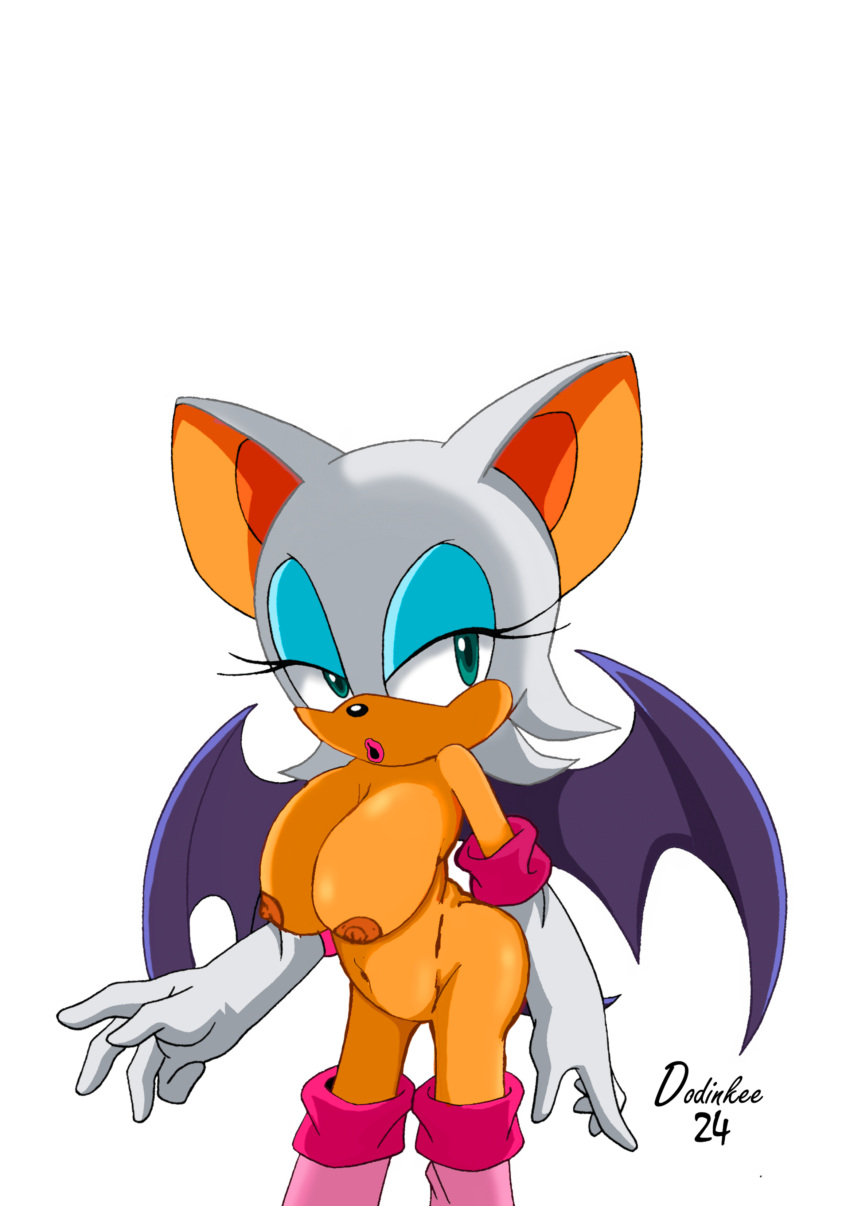 absurdres bat_girl bat_wings breasts dodinkeehentai female furry furry_female highres large_breasts non-web_source nude rouge_the_bat sagging_breasts self-upload simple_background sonic_(series) wings