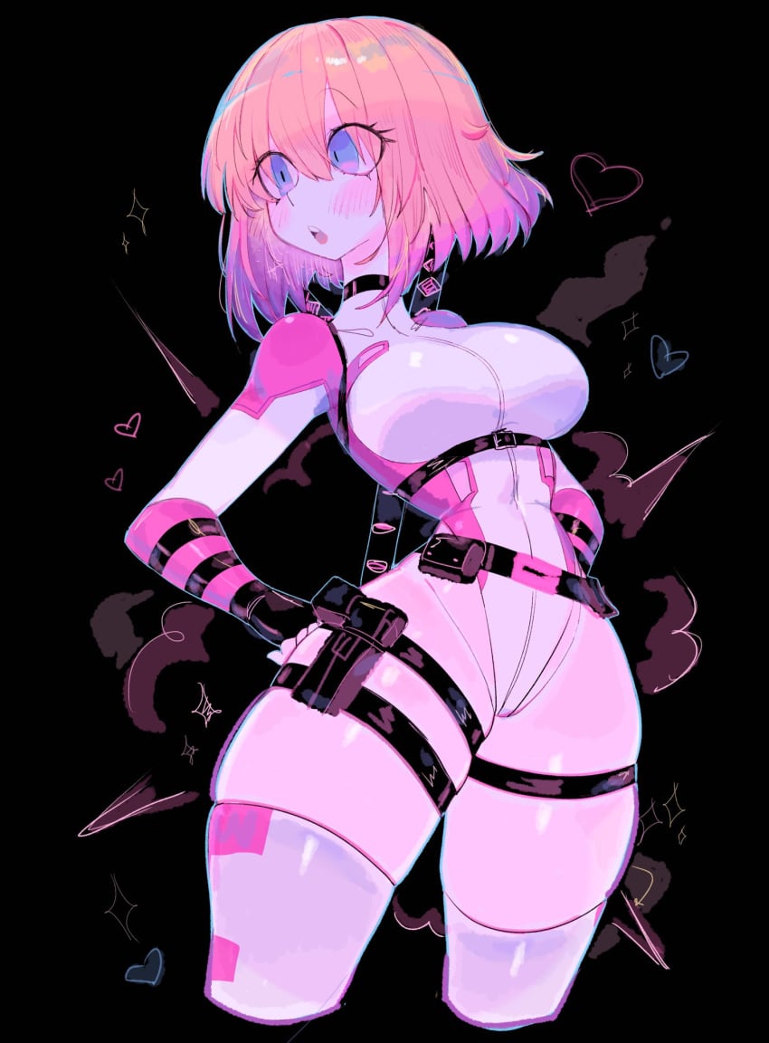 1girls blonde_hair blue_eyes blush blushing female female_only fortnite gwen_poole gwenpool gwenpool_(fortnite) marvel marvel_comics pink_hair simple_background skindentation solo thick_thighs thighhighs thighs two_tone_hair usa37107692 wide_hips