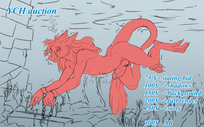 anthro asphyxiation barefoot cuffed_wrists drowning erection feerone feerone_(artist) feet furry tagme underwater