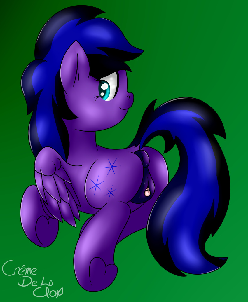 cremedelaclop_(artist) equine fan_character female friendship_is_magic horse mammal my_little_pony pegasus pony pussy solo wings