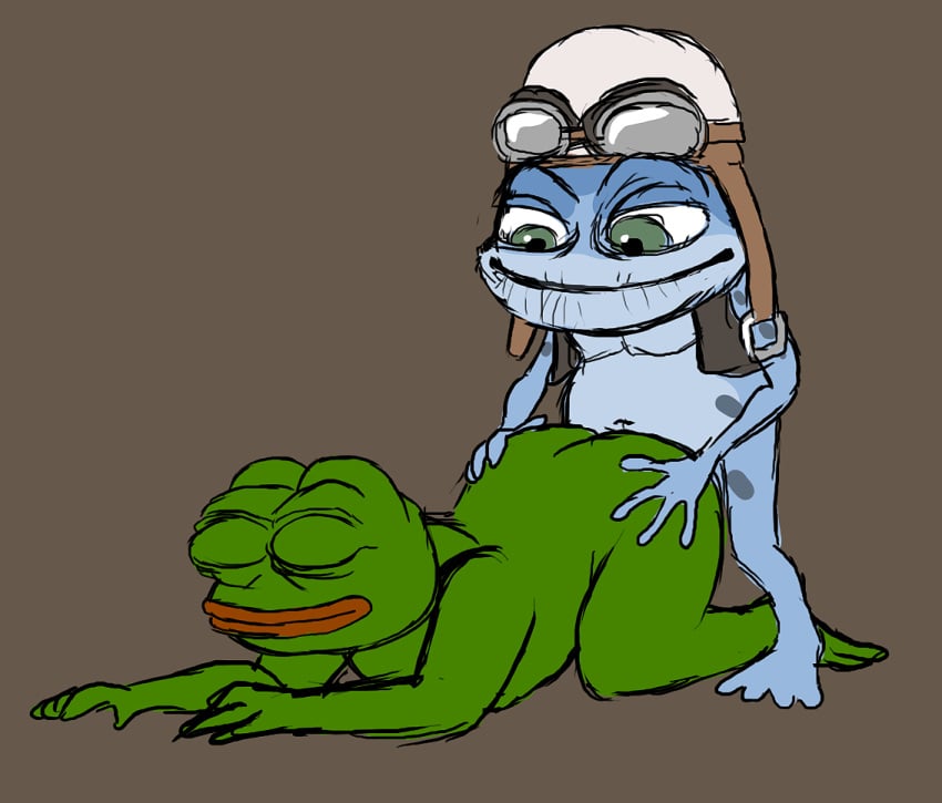 2boys anal couple crazy_frog from_behind furry gay humor male meme multiple_boys otp pepe_the_frog simple_background what yaoi