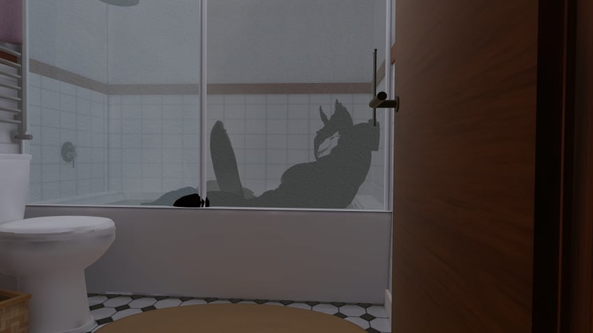 backrooms_creature bath bathing bathroom bathtub bbc black_body black_fur black_penis cock fat_balls fat_cock monster monster_cock vrcbreeder vrchat vrchat_avatar vrchat_media vrchat_model