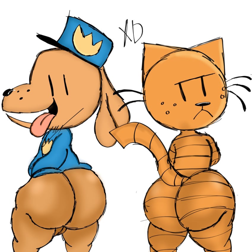 canine dogman dogman_(series) fat_ass feline femboy furry la_gata_(artist) petey_the_cat xd