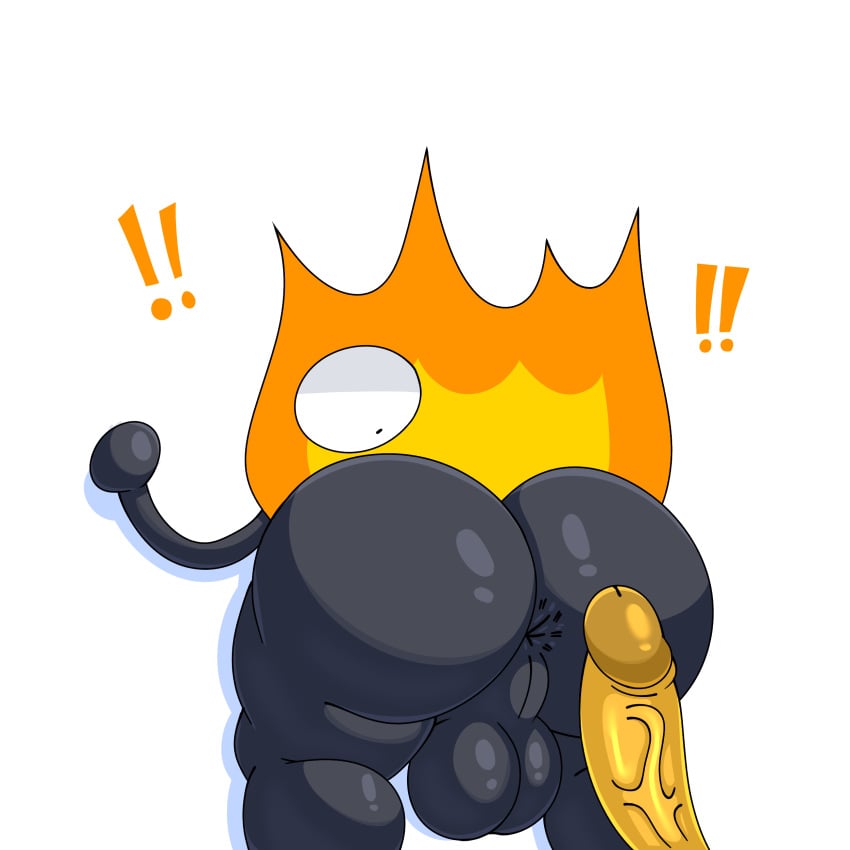 anthro ass_up big_ass coiny erection firey_(bfdi) male_only object_shows surprised tirathecreator