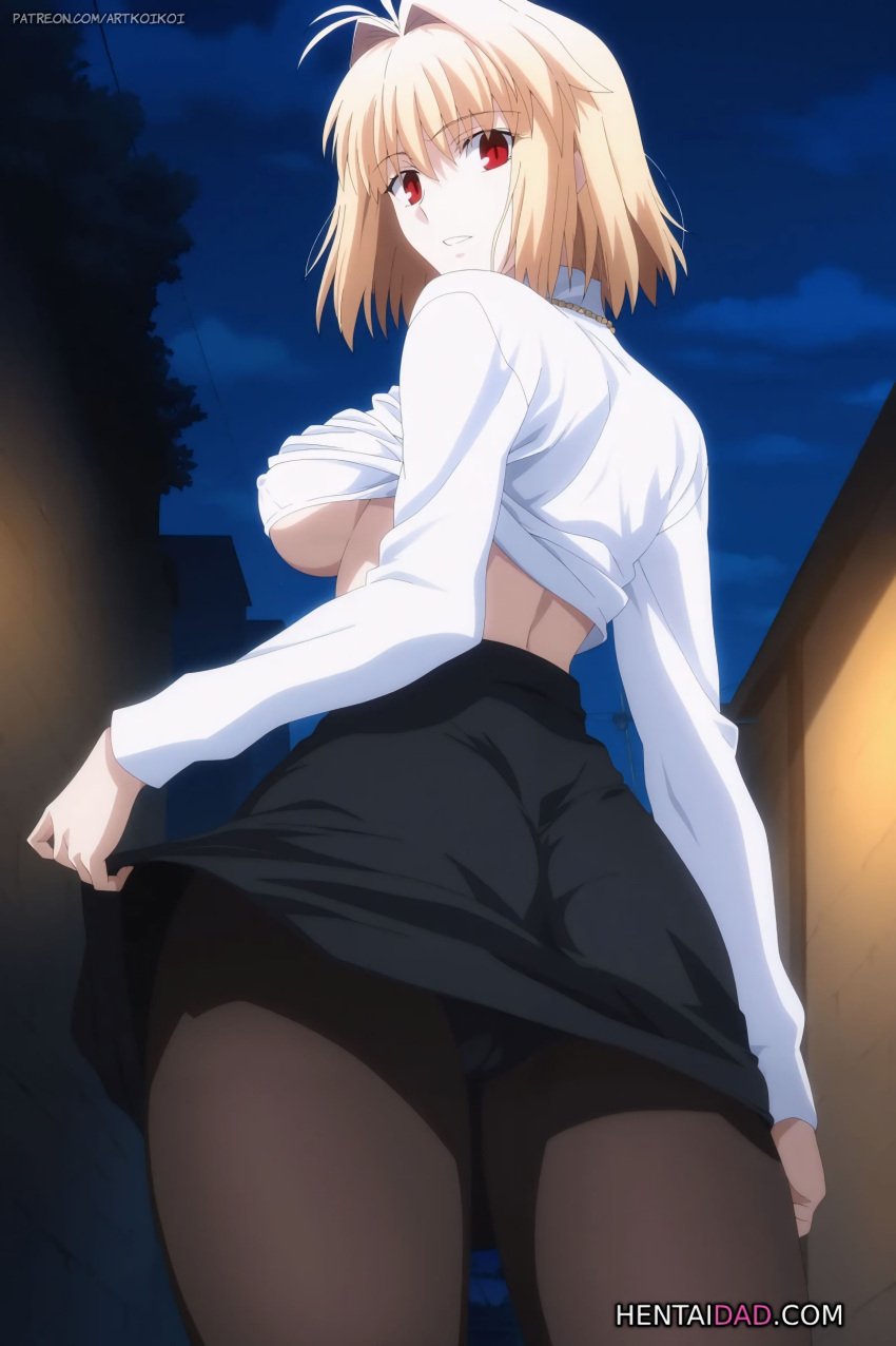 ai_generated arcueid_brunestud back_view background big_ass big_ass_(female) big_breasts big_breasts big_breasts big_butt big_butt_(female) black_panties black_skirt blonde_hair_female breasts breasts breasts breasts_exposed carnival_phantasm cord exposed exposed_breasts eyes_open fat_ass fat_ass_female fat_butt female_pervert giving_in_to_pleasure holding_skirt horny horny_female lifting_skirt looking_back looking_back_at_viewer lust melty_blood melty_blood:_type_lumina nice_tits night nipples nipples_visible_through_clothing no_bra no_bra_under_clothes open_eyes outdoors panties panties_visible_under_skirt pantyhose pervert pervert_female pussy_visible red_eyes red_eyes_female remastered sexy shirt_up short_hair short_hair_female showing_boobs showing_breasts showing_panties skirt street sweater sweater_up thick_legs thick_thighs tsukihime type-moon upscaled vampire vampire_girl visible_breasts wanting_fucked wanting_sex white_skin white_skinned_female yellow_hair yellow_hair_female