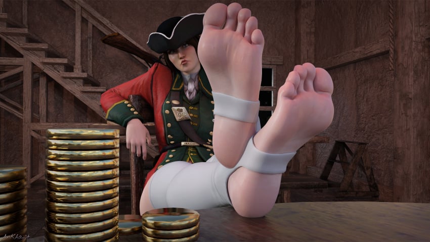 ankhajiit assassin&#039;s_creed_(series) assassin&#039;s_creed_iii british british_female daz3d daz_studio eleanor_mallow feet feet_fetish feet_focus feet_together feet_up foot_fetish redcoat soles soles_female soles_fetish stirrup_footwear stirrup_legwear stirrup_socks toes