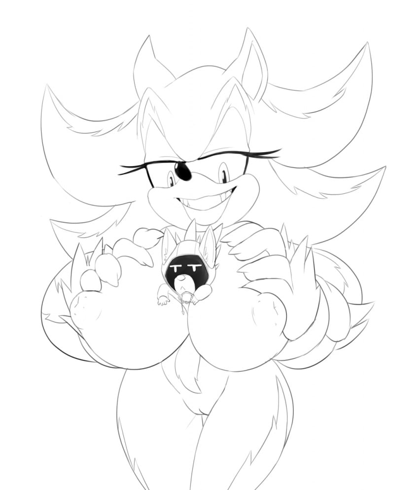 2015 anthro areola big_breasts breasts erect_nipples female hedgehog huge_breasts mammal nipples nude pussy ravnic rule_63 shadow_the_hedgehog smile sonic_(series)