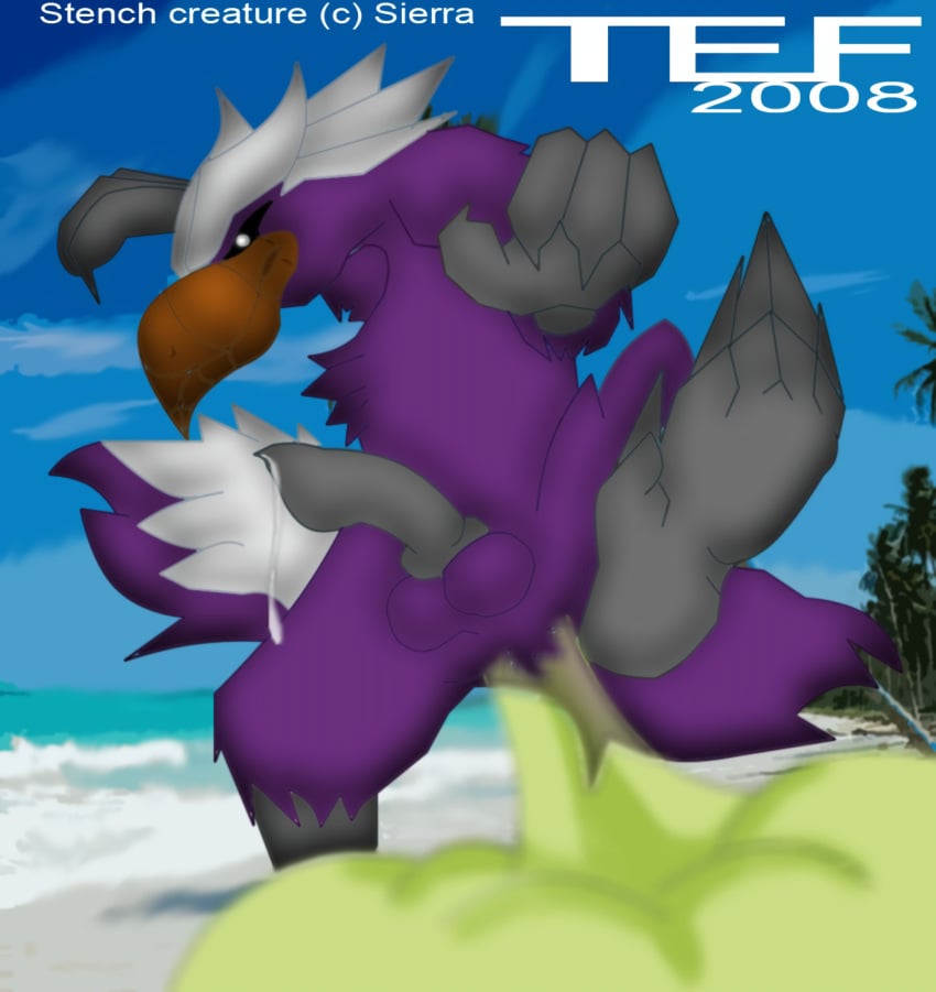 00s 1boy 2008 activision anthro ass balls bird crash_(series) crash_of_the_titans eagle erection fart fart_cloud fur furry furry_only hybrid male male_only non-mammal_balls penis purple_fur skunk solo stench_(crash_series) tail tef upscaled video_games