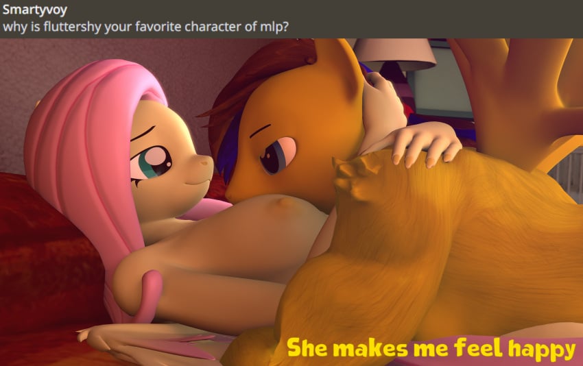 3d_(artwork) absurd_res anthro anthro_on_anthro anthrofied bed bedroom bedroom_eyes between_breasts breasts canon_x_oc cuddling digital_media_(artwork) duo english_text equid equine erect_nipples eye_contact fan_character female fluttershy_(mlp) folded_wings friendship_is_magic fur furniture hair half-closed_eyes hasbro hi_res horse hug lamp lemon_box long_hair long_mane long_nails looking_at_another looking_at_partner lying lying_on_bed lying_on_partner male male/female mammal medium_breasts multicolored_hair muscular muscular_anthro muscular_male my_little_pony mythological_creature mythological_equine mythology narrowed_eyes nipples nude olkategrin on_back on_bed on_front pegasus pony ponytail raised_tail seductive smile source_filmmaker_(artwork) spread_legs spread_wings spreading tail text two_tone_hair widescreen wings yellow_body yellow_fur