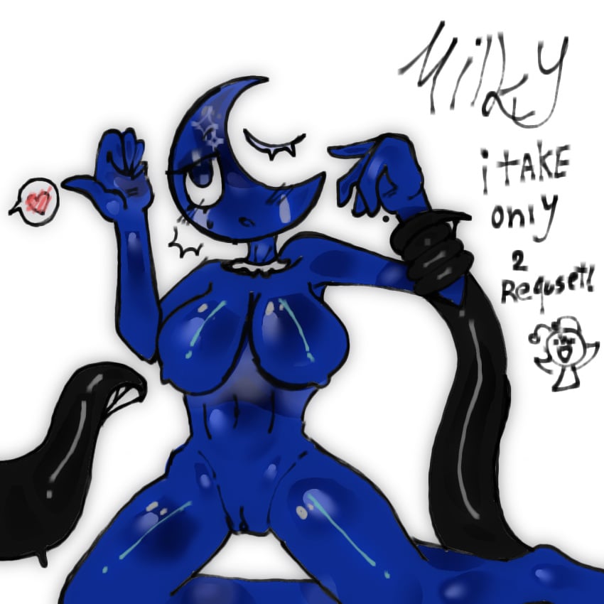 dandy's_world heart_symbol milky_goober moony_(milky_goober) oc on_knees sprout_(dandy's_world) tentacle tentacle_dick twisted_sprout_(dandy's_world)