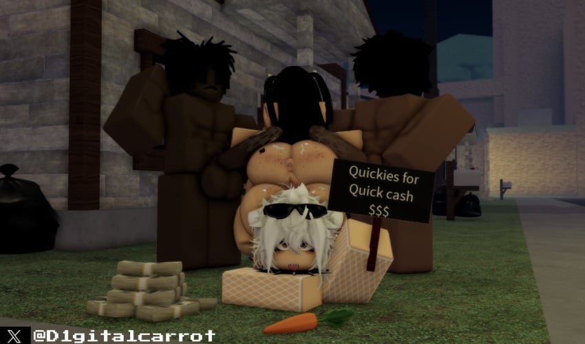 2boys 2girls 3d big_black_cock blacked cum_in_ass cum_in_pussy cum_inside dripping_cum fat_ass femboy gangbang outdoors pawg roblox robloxian snowbunny tagme tagme_(artist) twitter_username