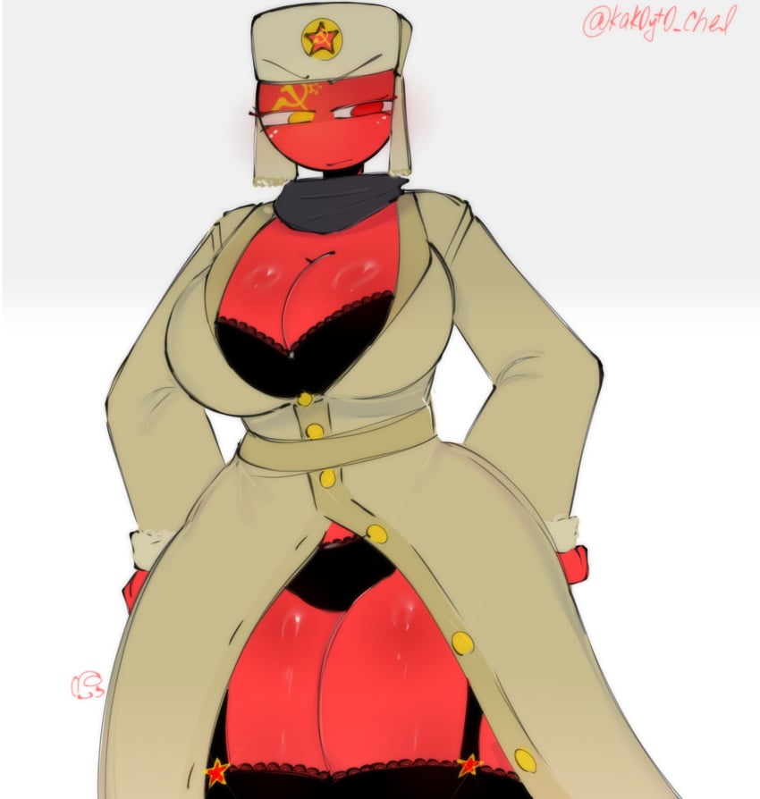 1female 1girls amogus_reference angry angry_expression angry_face artist_signature big_ass big_breasts big_thighs big_tits black_bra black_thong clothed clothed_female communism communist countryhumans countryhumans_girl curvy curvy_body curvy_female female female_only kak0yt0_chel red_body red_eye red_skin red_skinned_female soviet_union_(countryhumans) thick_ass thick_thighs twitter twitter_link twitter_username ushanka white_background yellow_eye yellow_eyes_female