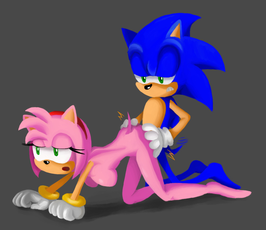 all_fours amy_rose anthro bent_over breasts female from_behind gloves green_eyes half-closed_eyes hedgehog male open_mouth penetration pink_fur pink_hair sonic_(series) sonic_the_hedgehog vaginal_penetration wildswingding