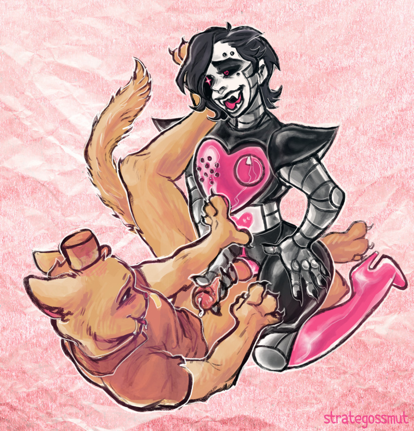 2boys anal androgynous anthro burgerpants cat duo felid feline femboy gay heart-shaped_pupils hi_res high_heel_boots machine male male_only mammal mettaton mettaton_ex monster robot strategossmut undertale video_games yaoi