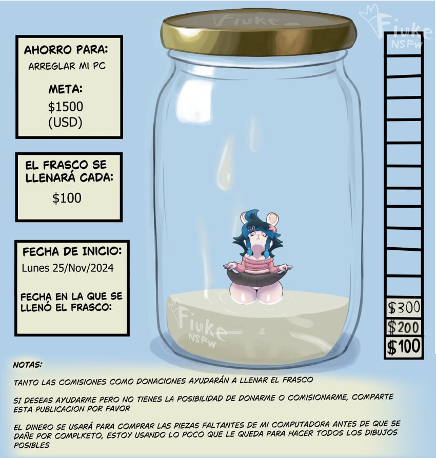 absurd_res ambiguous_gender anthro ass belly big_butt blue_hair bodily_fluids bottomwear bulge butt_heart chat clothed clothing clothing_lift container cum cum_in_container cum_in_jar cum_on_feet cumjar cumming_in_jar cumshot currency_symbol dialogue digital_drawing_(artwork) digital_media_(artwork) digital_painting_(artwork) dollar_sign donation donation_alert donation_drive donation_goal donation_incentive donation_praise ejaculation english_text feet financial fiuke fiuke_bnuy fundraiser fur furro genital_fluids hair heart_symbol hi_res huge_butt huge_thighs in_container in_jar incoming interaction_drive jar lagomorph leporid male male/male mammal meme micro milestone miniature navel number painting_(artwork) piggybank rabbit raised_bottomwear raised_clothing raised_head raised_skirt short_stack simple_background skirt skirt_lift solo spanish spanish_description spanish_text speech_bubble symbol tail text text_box thick_thighs trapped trapped_in_jar white_body white_fur wide_hips