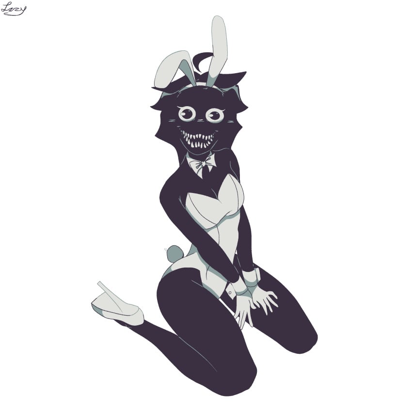 1girl 1girls artist_request artist_signature blush blush_lines blushing blushing_female bowtie bunny_ears bunny_suit bunnysuit curvaceous curvy curvy_female curvy_figure cute cute_expression cute_face cute_girl female female_only heels intruder intruder_girl non-human oc on_knees original_character roblox roblox_game sharp_teeth small_breasts source_request tagme teeth_showing the_intruder the_intruder_(character)