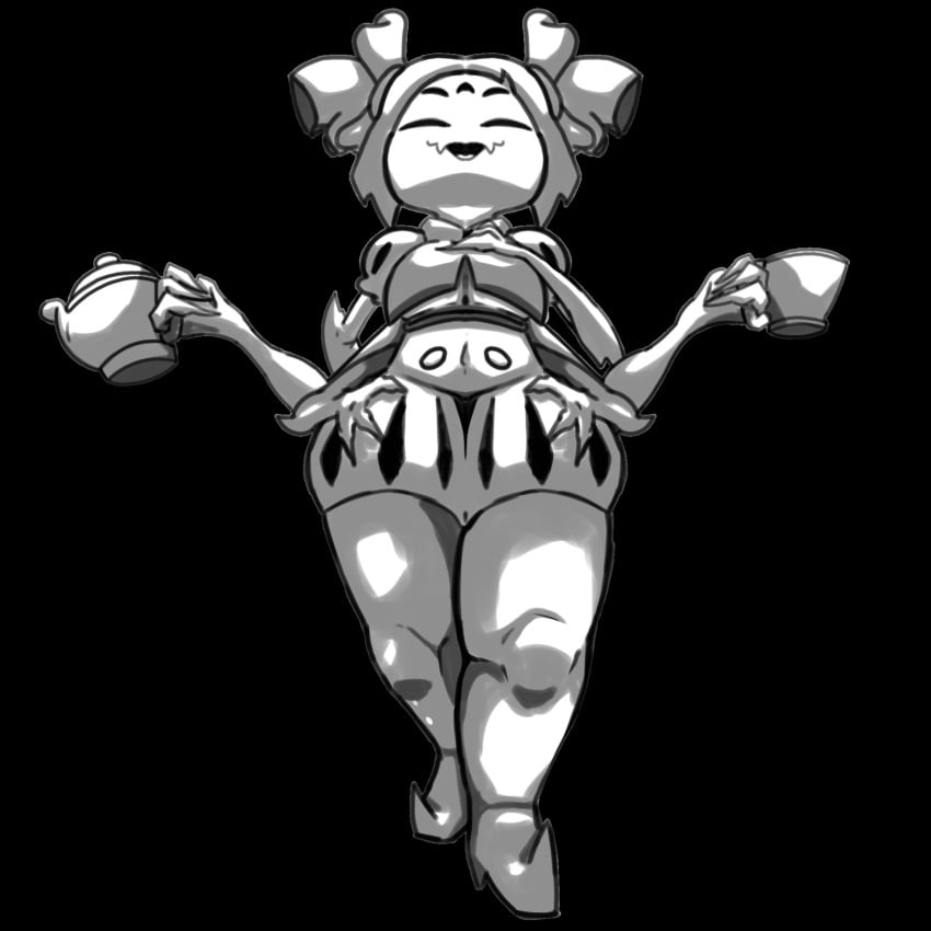 5_eyes canonical_outfit clothed clothing female high_heels kettle luninegorto monster_girl muffet smile spider_girl teacup teapot thick_thighs undertale undertale_(series)