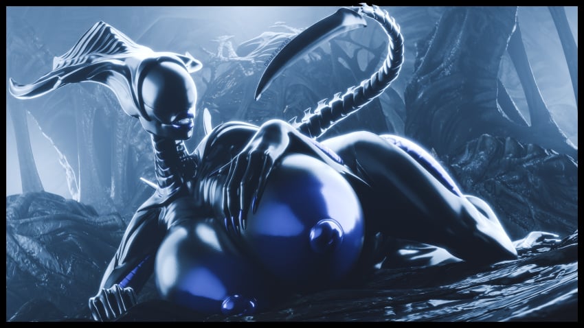 3d alien alien_(franchise) alien_girl big_ass big_breasts blender bom39 breasts detailed_background drakepowers female female_only hive humanoid milf queen tail voluptuous xenomorph xenomorph_queen