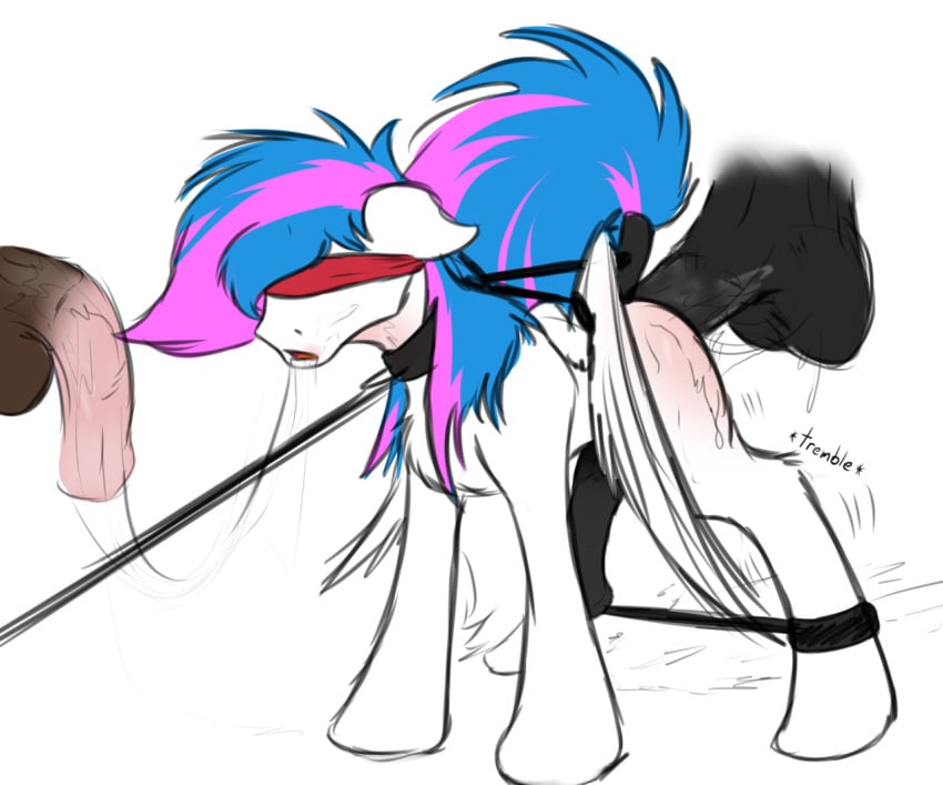 anal anal_sex animal_genitalia balls blindfold blue_hair bondage collar diction disembodied_penis equine erection fan_character flaccid fur group group_sex hair horsecock male mammal multicolored_hair my_little_pony open_mouth pegasus penetration penis precum raised_tail saliva saliva_string sex simple_background solo_focus spreader_bar standing threesome tongue two_tone_hair white_background white_fur wings yaoi