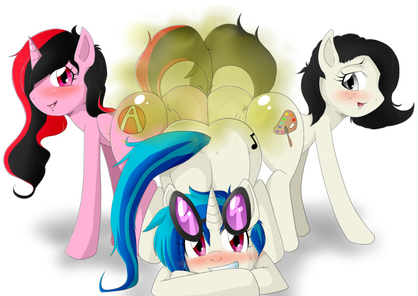 alicorn anus earth_pony equine fan_character fart fart_fetish female feral freefallen_(artist) friendship_is_magic group horn horse mammal my_little_pony pony pussy unicorn vinyl_scratch_(mlp) wings