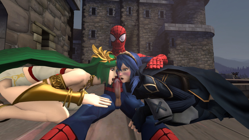 3d cowman crossover eastern_and_western_character female fire_emblem fire_emblem_awakening garry's_mod human kid_icarus lucina_(fire_emblem) male marvel palutena peter_parker spider-man spider-man_(series) straight straight_hair threesome