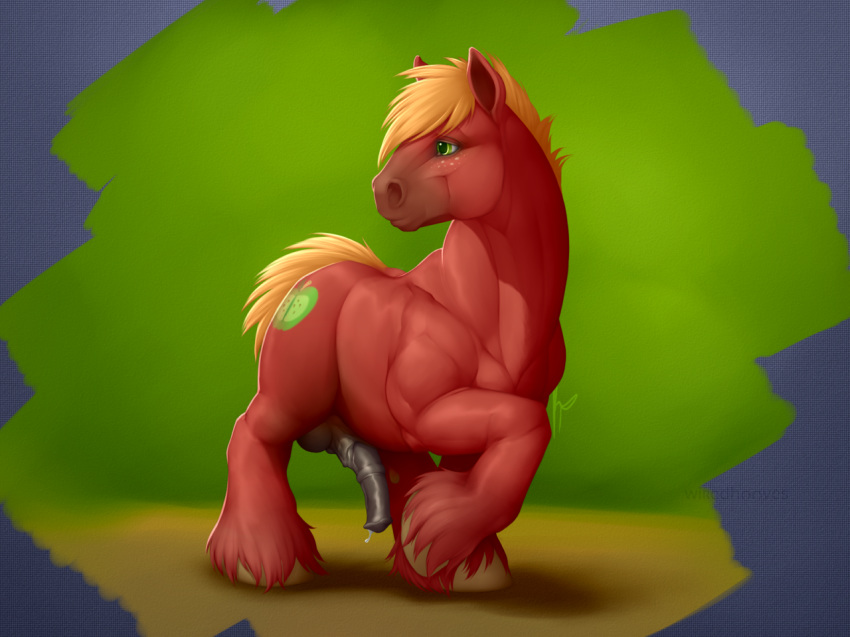 2015 animal_genitalia balls big_macintosh_(mlp) cutie_mark earth_pony equine feral friendship_is_magic fur horsecock male male_only mammal my_little_pony penis precum solo wiredhooves