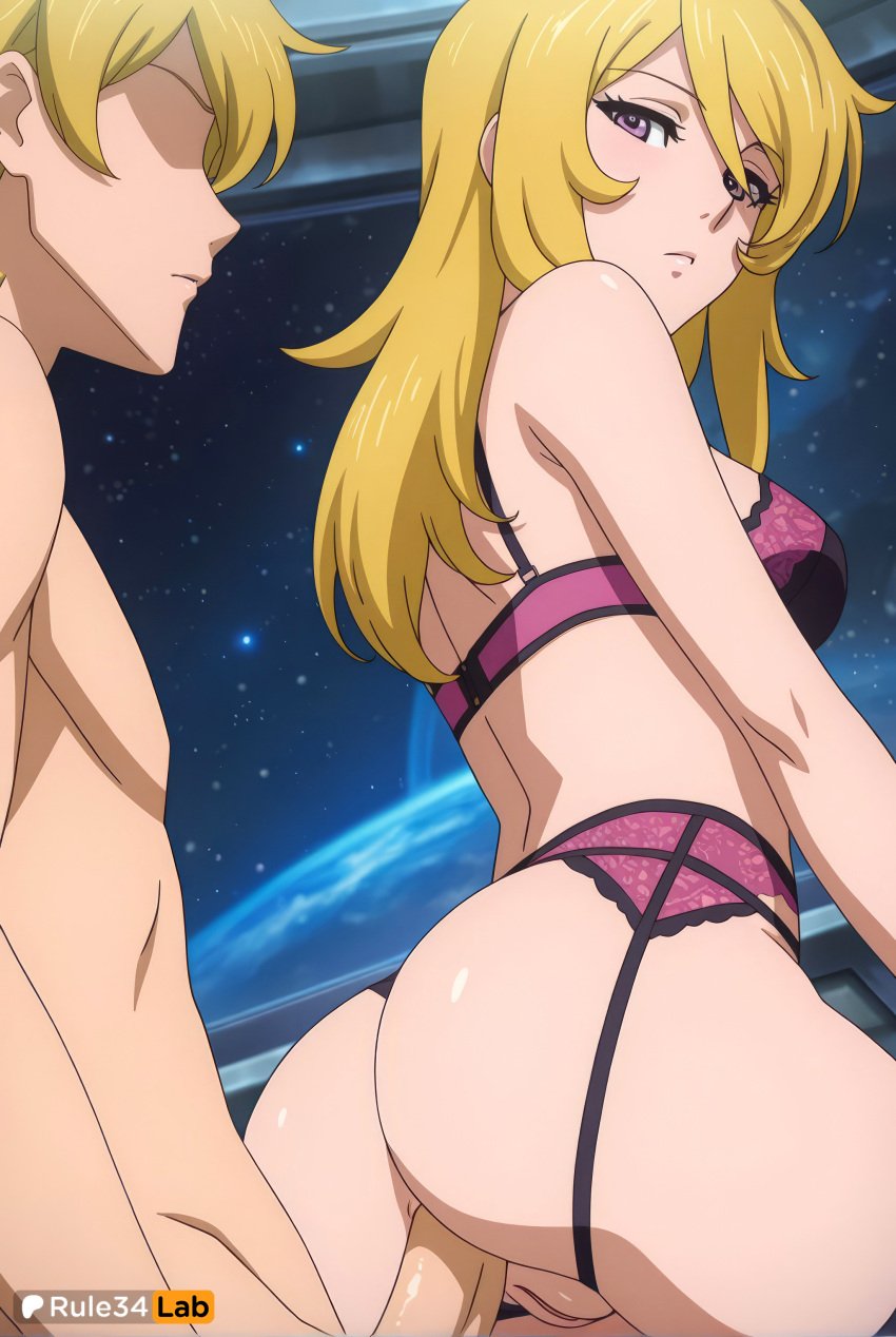 1boy 1boy1girl 1girls ai_generated anal anal_sex anal_sex artist_name ass blonde_hair bra breasts closed_mouth faceless garter_belt hair_between_eyes hi_res lingerie long_hair looking_back nude panties patreon_logo patreon_username penis planet purple_bra purple_eyes pussy rule34lab sex sex_from_behind space space_battleship_yamato space_battleship_yamato_2199 straight thighhighs uncensored underwear underwear_only yuki_mori