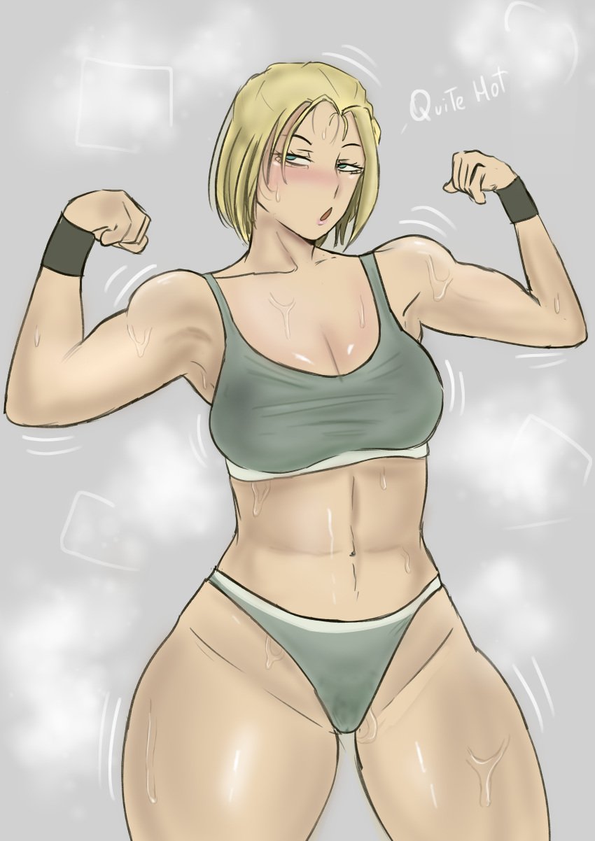 azazelinp blonde_hair bra british_female cammy_white clothed gym_clothes hot_body muscular muscular_female panties sexy sexy_body short_hair street_fighter street_fighter_6 sweaty thick_thighs underwear wet