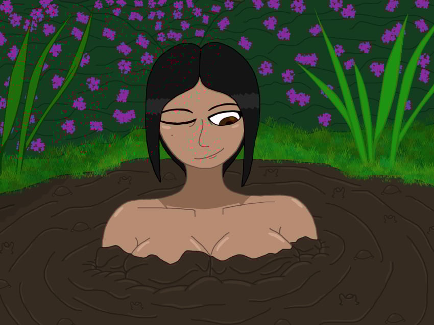 breasts female female_only lukicia13 mud mud_pit oc original original_character quicksand solo tagme