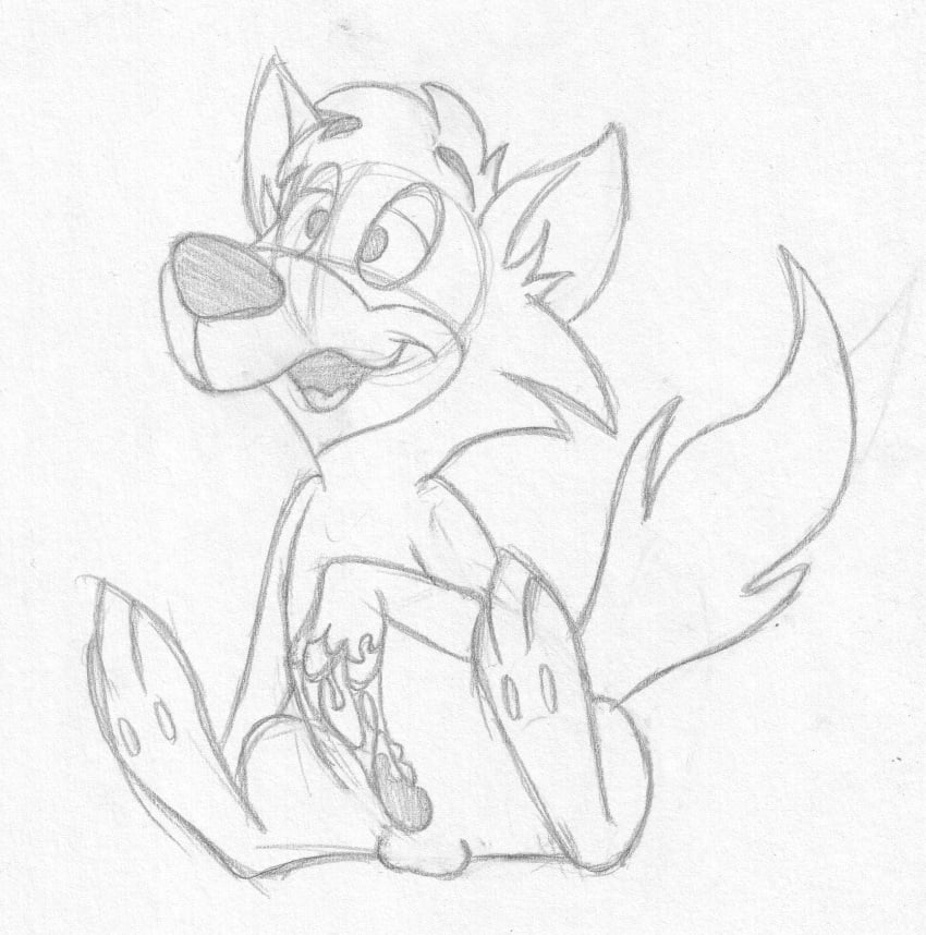 1boy anthro balls canine cum cum_string ding-a-ling_wolf erection front_view greyscale hi_res looking_away male male_only mammal mizzyam monochrome nude open_mouth paw_hands pencil_(artwork) penis sheath sitting sketch solo spread_legs spreading tapering_penis the_huckleberry_hound_show traditional_media_(artwork)