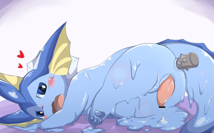 acid_armor anus blue_eyes blush cum cute eeveelution feral fin heart itameshi looking_at_viewer male male_only male_vaporeon melting nintendo open_mouth paws penis pokémon_(species) pokemon solo vaporeon video_games