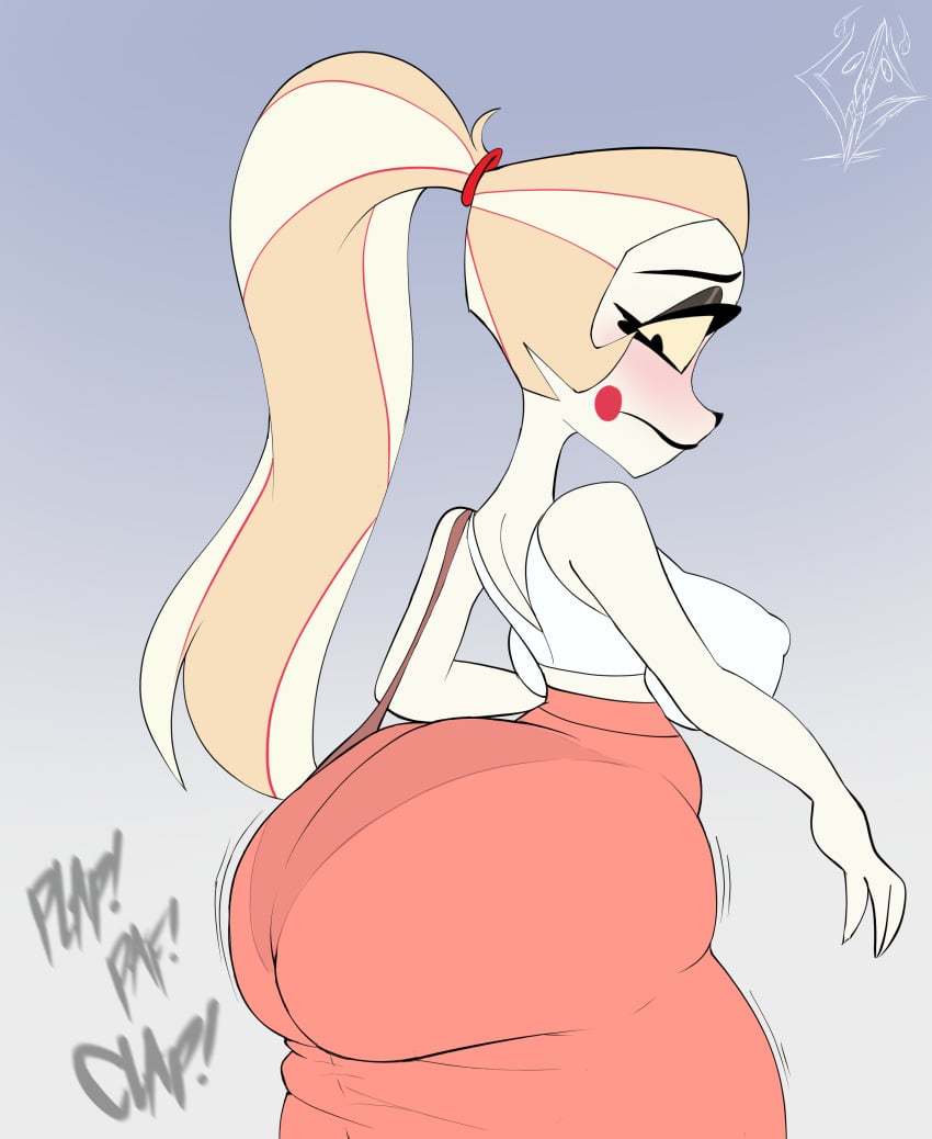 1girls ass ass_clapping bag big_ass blonde_hair bottom_heavy breasts bubble_butt charlie_morningstar_(hazbin_hotel) clapping_cheeks clothing dat_ass demon demon_girl fat_ass female female_only hazbin_hotel huge_ass large_ass massive_ass pantylines png solo sundress thick_ass thick_thighs underground_(artist) walking white_skin wide_hips