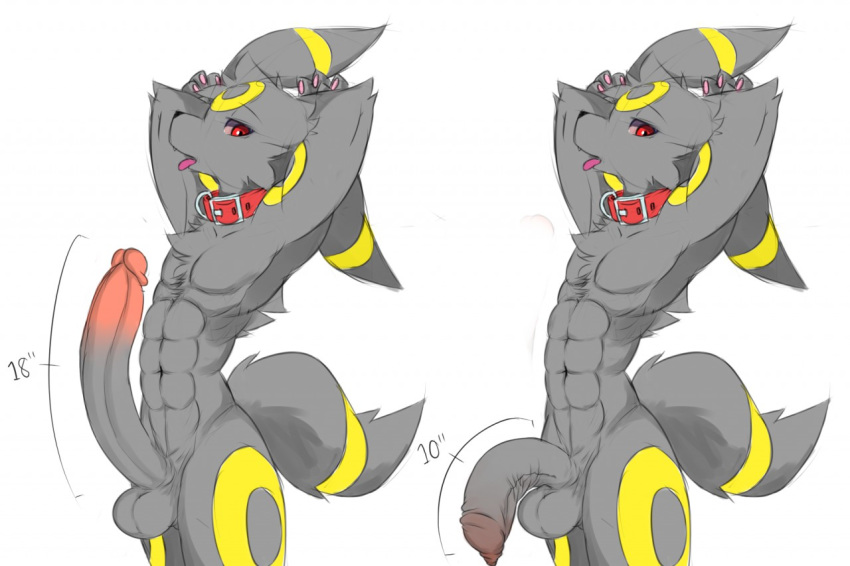 black_nose collar eeveelution erection fur furry_ears furry_tail keron long_penis male male_only muscular nintendo penis pokemon pokemon_(species) pvt._keron red_eyes simple_background tail tongue tongue_out umbreon uncut video_games white_background