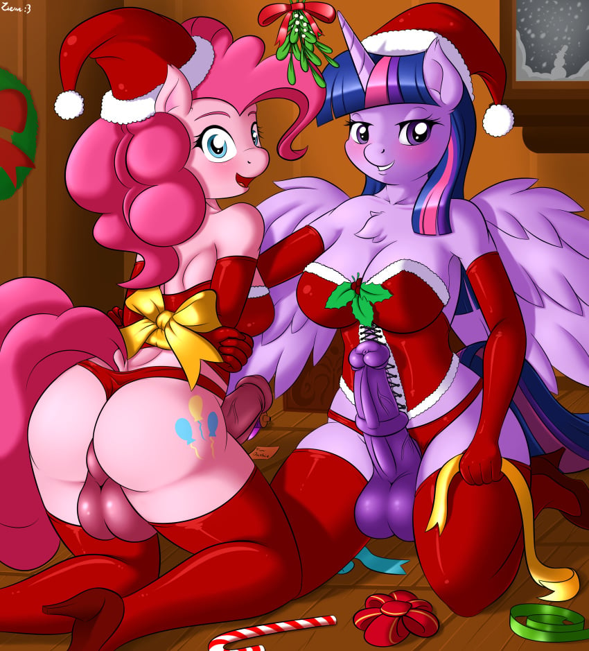 2015 2futas absurd_res alicorn animal_genitalia animal_penis anthro anthrofied ass backsack balls blue_eyes blush breasts candy candy_cane christmas cleavage clothing corset curvy cutie_mark duo earth_pony elbow_gloves equine equine_penis erection food friendship_is_magic furry futa_only futa_sans_pussy futa_with_futa futanari gloves hair hat hi_res high_heels holding holidays horn horse horsecock huge_penis inside intersex kneeling large_ass large_balls large_breasts legwear mammal mistletoe mistletoe_in_cleavage multicolored_hair my_little_pony open_mouth panties penis penis_out pink_hair pinkie_pie_(mlp) plant pony princess_twilight_sparkle_(mlp) purple_eyes ribbons santa_hat straight_hair testicles thigh_highs twilight_sparkle_(mlp) twipie vein wide_hips wings ziemniax