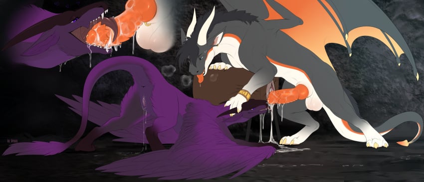 3_toes absurd_res animal_genitalia animal_penis anus ass balls black_body black_claws black_fur black_horn bodily_fluids bodily_fluids_drip bodily_fluids_in_mouth breeding_mount by_dream cave claws cum cum_drip cum_in_mouth cum_inside cum_on_face cum_on_ground cum_on_penis digitigrade dragon dripping dripping_pussy duo erection european_mythology feathered_dragon feathered_scalie feathered_wings feathered_wyvern feathers feet fellatio female female_feral feral fur furred_dragon furred_scalie furred_wyvern genital_fluids genitals grey_body hand_on_head hi_res horn horn_grab knot knotted_penis leaking_cum licking male male/female male_feral markings messy mythological_creature mythological_scalie mythology nude oral orange_markings penetration penile penile_penetration penis penis_lick piercing presenting presenting_hindquarters presenting_pussy purple_body purple_eyes purple_feathers purple_fur pussy scales scalie scratches sex spade_tail spiked_penis spikes spikes_(anatomy) tail tail_tuft teeth toes tongue tongue_out tongue_out_fellatio tongue_wrap tongue_wrapped_around_penis tuft vaginal_fluids western_dragon white_body white_horn wings wyvern wyvusk yellow_claws zenn_(character)