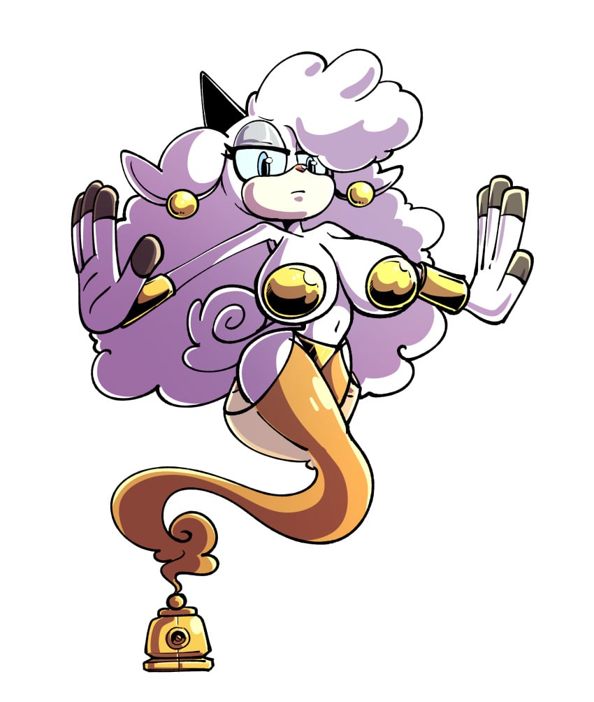 big_breasts cowbell genie genie_girl gold_bracelet gold_jewelry horns lanolin_the_sheep pasties piercing sachasketchy sheep_girl sonic_(series)