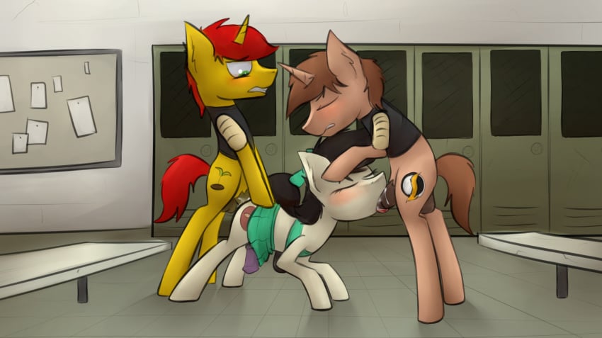 3boys anal anthro cheerleader crossdressing cum cum_in_ass cum_in_mouth cum_inside furry furry_only gay group group_sex male marsminer my_little_pony oc:pone_keith oral sex spitroast threesome yaoi