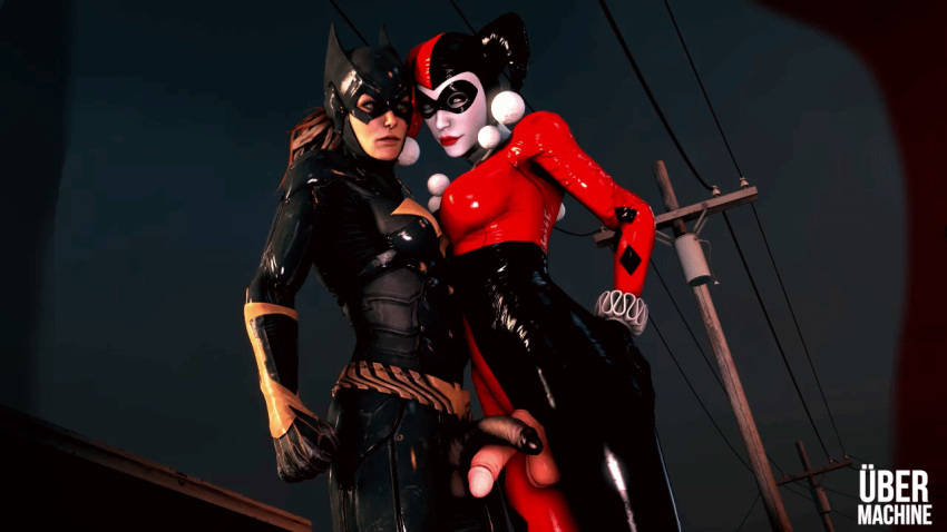 2futas 3d animated batgirl batgirl_(arkham_knight) batman:_arkham_knight batman_(series) bodysuit brown_hair dc dc_comics dickgirl flaccid frottage futa_on_futa futa_only futanari harley_quinn harley_quinn_(arkham) harley_quinn_(arkham_knight) harley_quinn_(classic) intersex outdoors penis_juggling red_lipstick source_filmmaker teasing ubermachineworks uncensored