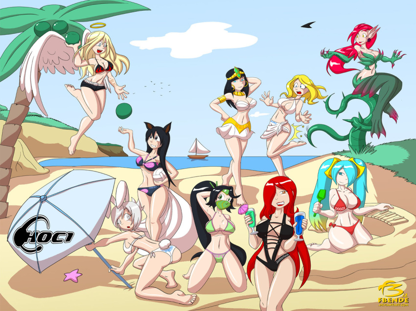 2012 9girls ahri akali_jhomen_tethi alternate_costume arm_up armpits bare_legs barefoot battle_bunny_riven beach big_breasts big_thighs black_hair blonde_hair blue_hair breasts cleavage clothed_female curvy dahs dark_hair feet female floating fur furry_tail guardian_of_the_sands_series hair_over_one_eye halo huge_breasts humanoid kayle kemonomimi kneeling large_breasts league_of_legends light-skinned_female light_skin long_hair luxanna_crownguard multiple_tails nidalee pale-skinned_female pale_skin pharaoh_nidalee pharaoh_series pointy_ears ponytail red_eyes red_hair red_lipstick riot_games riven sand sarah_fortune soles sona_buvelle spread_legs tail tiara toes twintails umbrella vastaya wide_hips wings yoko_littner_(cosplay) zyra