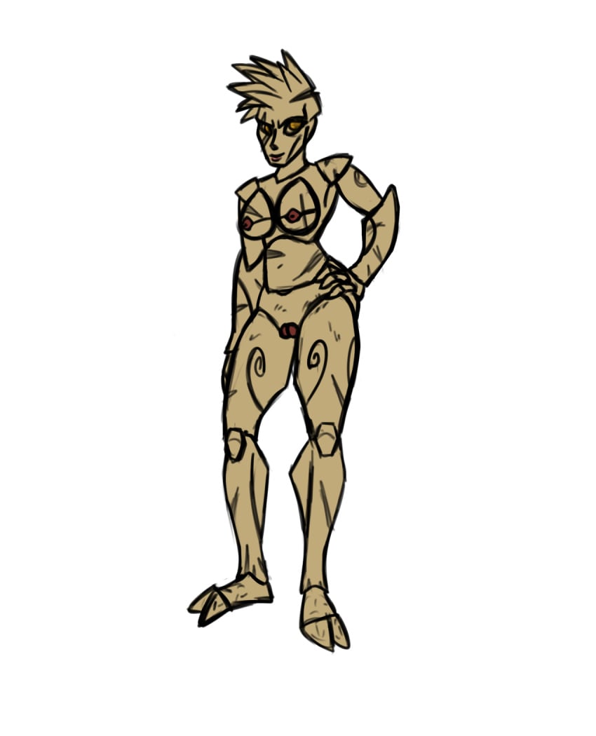 anthro female granok nude ravencomb21 spiky_hair stone_skin wide_hips wildstar