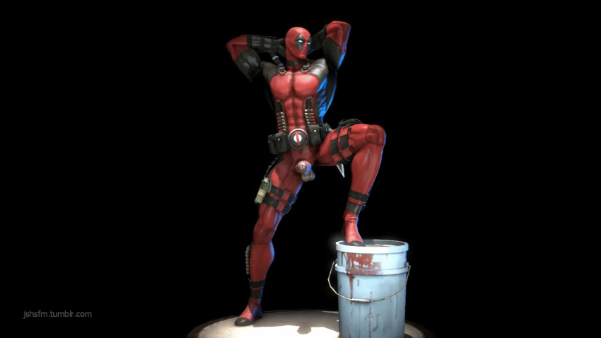 3d animated balls clothed deadpool erection foreskin helicopter human jshsfm loop male male_only marvel penis posing presenting solo source_filmmaker wade_wilson