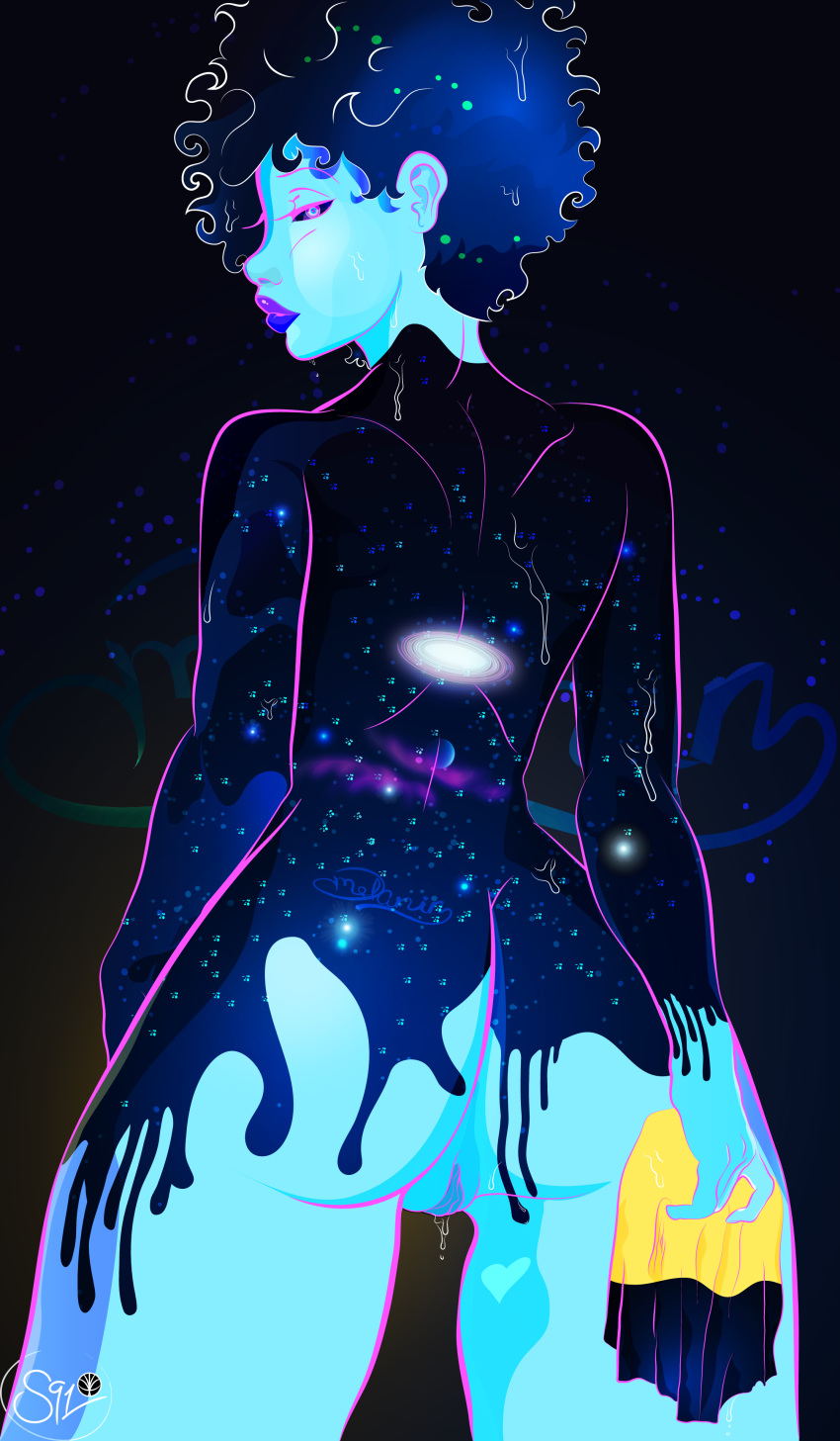 alien ass blue_hair blue_skin cosmic_skin deity dripping galaxy galaxy_girl galaxy_skin hair humanoid nude planet pussy space star wet