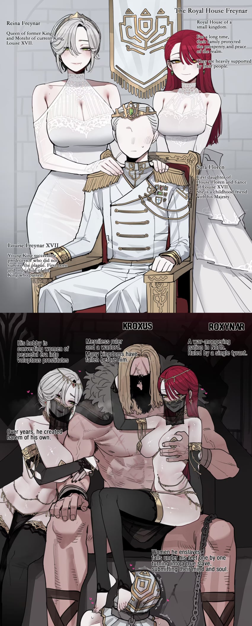 2026 2boys 2d 2girls 2koma after_fight arm_between_breasts badge before_and_after betrayal big_breasts big_dom big_dom_small_sub black_and_gold black_veil blushing_female breasts broad_shoulders broken_rape_victim caption captions chain chain_collar chained childhood_friend childhood_friends class_difference conquered cucked_by_enemy cuckold defeat_rape defeated dirty_blonde_hair dominant dominant_male domination domination_caption enemy_conversion eyeless_male family_portrait fancy fancy_clothing fancy_dress fantasy feet_on_face feet_on_head female femsub flag_(object) fur_cape fur_cloak fur_coat fur_trim glistening_body glistening_breasts gold_crown gold_jewelry gold_ornament gold_pasties green-eyed_female green_eyes groping groping_breast groping_breast_from_behind groping_from_behind happy_female happy_sub harem harem_girl harem_jewelry harem_outfit heart hearts_around_head high_collar high_resolution highres human instant_loss instant_loss_2koma juxtaposition leggings light-skinned_female light-skinned_male light_skin long-haired_female long-haired_male male maledom medieval mother mother_and_child mother_and_son motherly_cuckold muscular_male nationality_difference netorare ntr open_toe_stockings open_toe_thighhighs open_toes orange-eyed_female orange_eyes original original_character original_characters pale-skinned_female pale-skinned_male pale_skin pasties piercings rape raped ratatatat74 red-haired_female red_hair scarred_face short-haired_female short-haired_male short_hair silver_and_gold silver_background silver_hair sleeves slender_waist soles_fetish spoils_of_war story submissive submissive_female submissive_male taller_male throne throne_bondage tiara utter_domination veil victorious_villain war warlord white_background white_theme