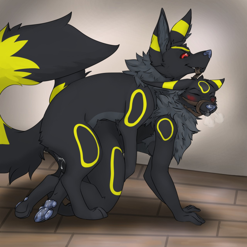 anthro anthro_on_feral blue_nose blush breasts closed_eyes ennismore female feral fur furry_ears furry_tail male nintendo penetration pokemon red_eyes straight tail umbreon vaginal_penetration video_games zoophilia