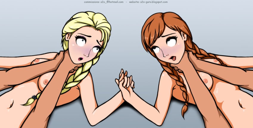 anna_(frozen) breasts choking elsa_(frozen) frozen_(film) guro s2x side_by_side strangled strangling