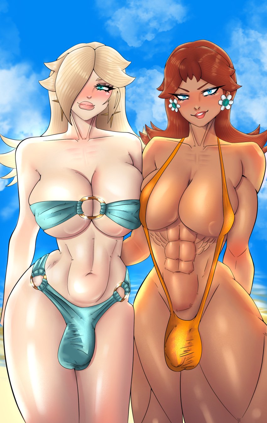 4k abs big_balls big_belly big_breasts big_butt big_lips big_muscles big_penis bikini bimbo blonde_hair blue_eyes brown_hair bulge bulge_through_clothing bulge_through_swimsuit cock dick dickgirl digital_media_(artwork) fit fit_futanari futa_focus futa_only futanari huge_ass huge_breasts huge_cock huge_testicles mario_(series) muscle muscles muscular muscular_female muscular_futanari muscular_thighs oc princess_daisy princess_rosalina self_upload six_pack swimsuit thick_ass thick_legs thick_thighs