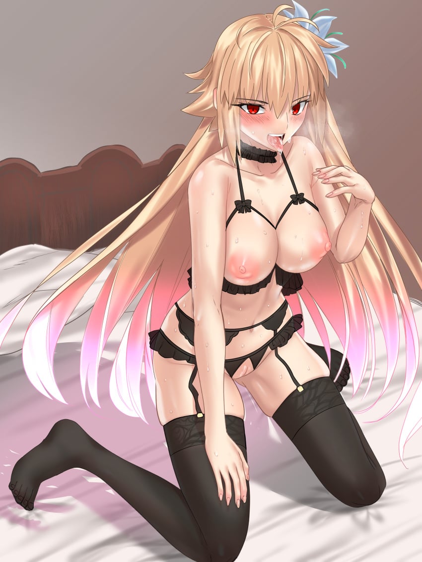 1girls alternate_version_available archetype_earth arcueid_brunestud background blonde_hair blue_notuki breasts color curvy drooling excited fate/grand_order female female_pervert genitals glowing_hair hair hair_ornament horny horny_female huge_breasts imminent_sex inviting large_breasts laying_on_bed lingerie long_hair looking_at_partner looking_at_viewer melty_blood nipples panting presenting pussy red_eyes saliva seducing steam steamy_breath sweat top_heavy tsukihime vagina vampire vampire_girl