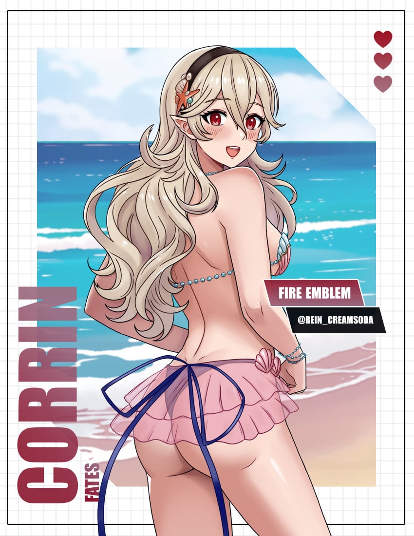 corrin_(female)_(summer)_(fire_emblem) corrin_(fire_emblem) corrin_(fire_emblem)_(female) corrin_(summer)_(fire_emblem)_(female) female female_only fire_emblem fire_emblem_fates fire_emblem_heroes human nintendo rein_creamsoda shell_bikini solo tagme white_skin